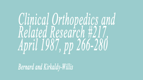 Recognizing specific characteristics of non-specific low back pain.
